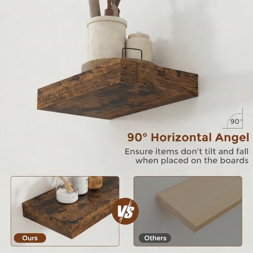 12 Inch Floating Shelves for Wall Rustic Brown Shelves Set of 2