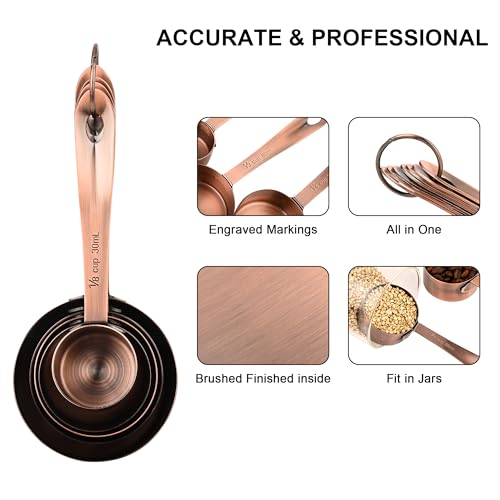 Copper Plated Measuring Cups and Spoons Set