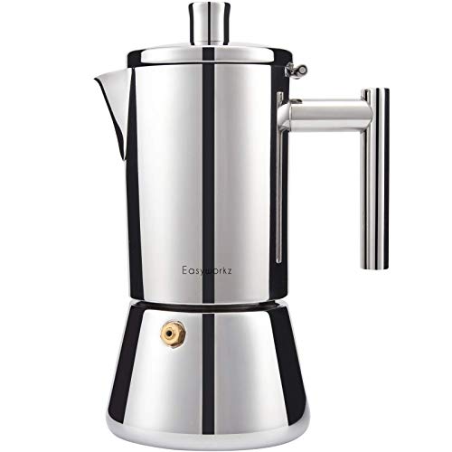 Diego Stovetop Espresso Maker Stainless Steel Italian Coffee Machine Maker 6Cup 10 oz Moka Pot Induction Espresso Pot