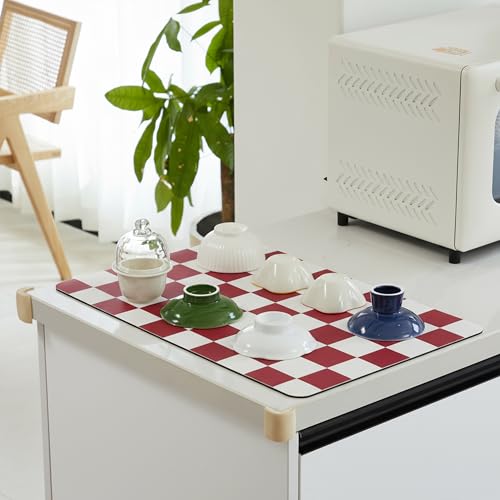 Checkered Dish Drying Mat for Kitchen Counter