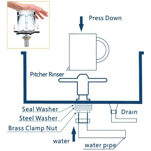 Rinser Glass Rinser Espresso Rinser Solid Brass and 304 Stainless Steel Bar Glass Rinser for Kitchen Sink