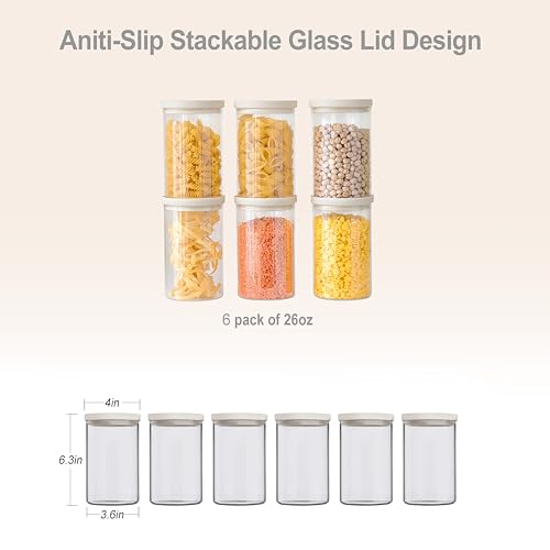 Glass Food Storage Jar with Glass Lid (6 Count)