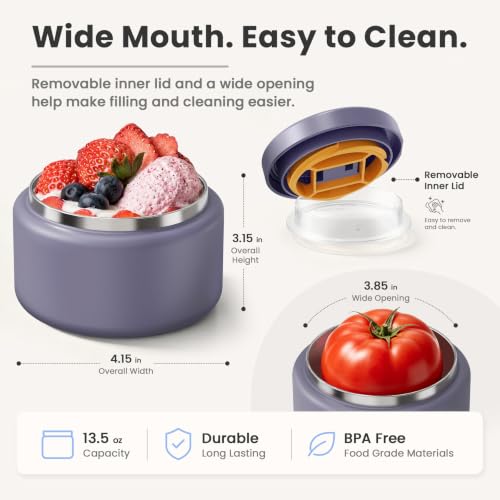 13.5oz Soup Thermo for Hot Food Kids with Buckle Lid Insulated Vacuum Food Jar Wide Mouth Leakproof Stainless Steel Lunch Container