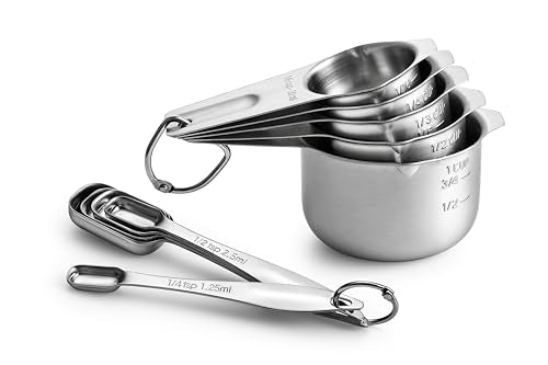 Stainless Steel Measuring Cups and Spoons Set of 10 w (10 Count)