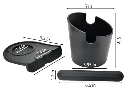 5inch Knock Box Espresso Knock Box Silicone coffee Tamper Mat Espresso Machine Accessories Set of 2 with Removable Knock Bar and Anti