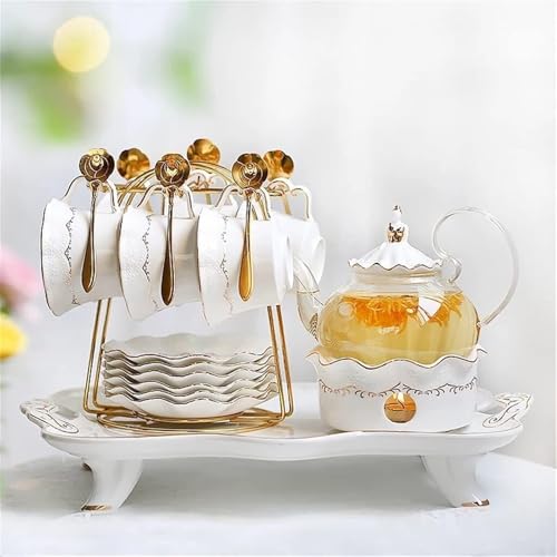 Afternoon Tea Ceramic Pot & Cup Set Saucer Spoon Glass Teapot Coffee Cup Household Supplies