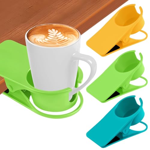 3PCS Drinking Cup Holder Clip Kalolary Chair Desk Bottle Cup Stand DIY Glass Clamp Storage Saucer Clip with Groove for Potted Plant Beverage Coffee Mug Holder Clip for Home Office (3 Count)