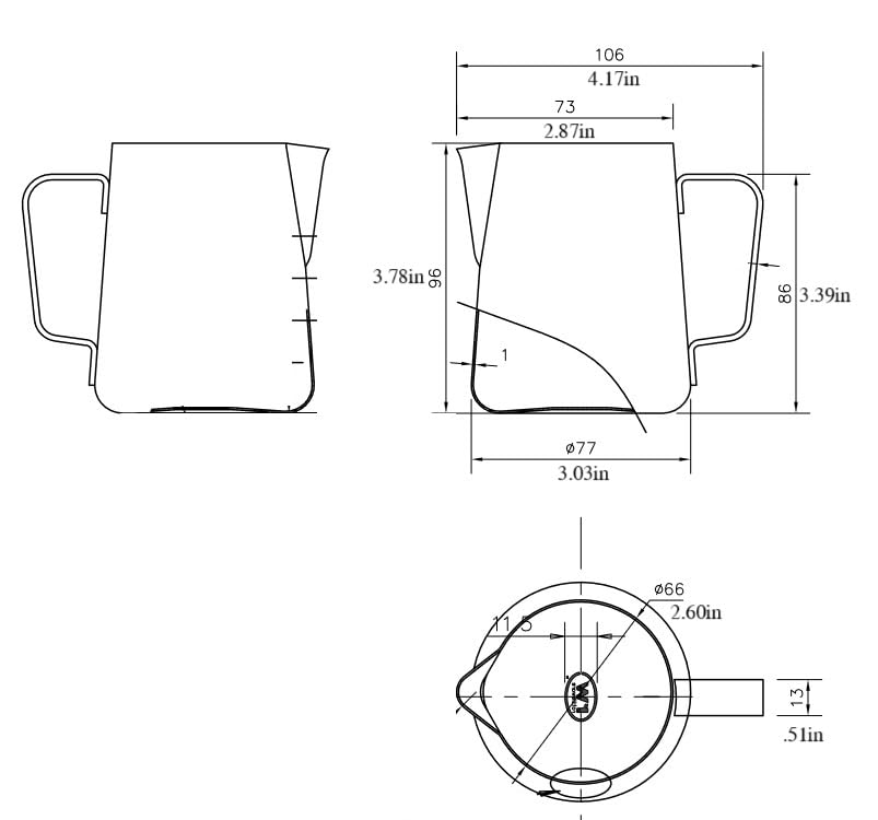 12 Oz Etched Milk Frothing Pitcher Latte Art Espresso Stainless
