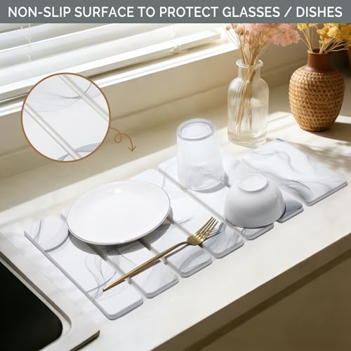 Small Stone Dish Drying Mat for Kitchen Counter (2 Count)