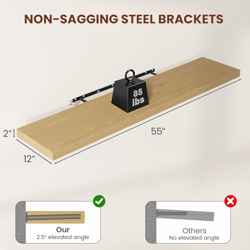 Deep Floating Shelves 55x12” Set of 2 (2 Count)