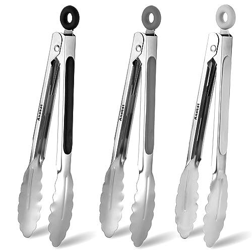 3 Pack 7" Mini Stainless Steel Locking Tongs (3 Count)