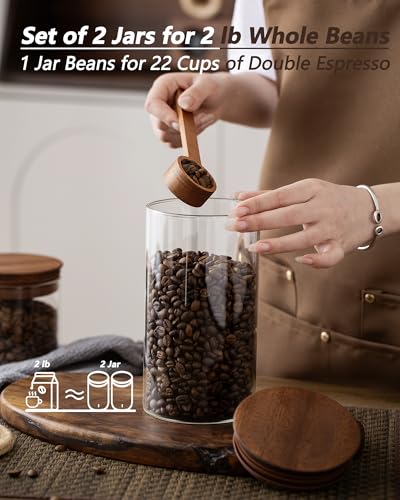 37 oz Coffee Canister with Scoop and Wooden Lids