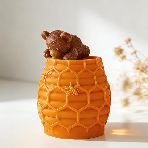 Honeycomb Bear Cylinder Candle & Resin Mold