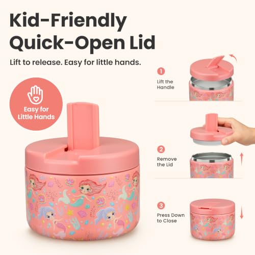 12oz Insulated Vacuum Food Jar with Buckle Lid Wide Mouth Soup Thermo for Hot Food Kids Leakproof Stainless Steel Lunch Container
