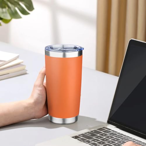 20oz Tumbler with Lid Double Wall Vacuum Insulated Travel Coffee Mug Stainless Steel Thermal Cup Powder Coated Sturdy Coffee Tumbler Bulk for Hot and Cold Beverages (6 Count)
