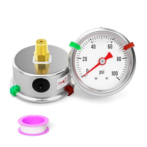 0 100psi Stainless Steel Glycerin Liquid Filled Pressure Gauge 1