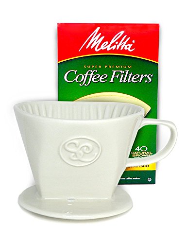 Ceramic Pour Over Coffee Maker with 40 Count Melitta Filters