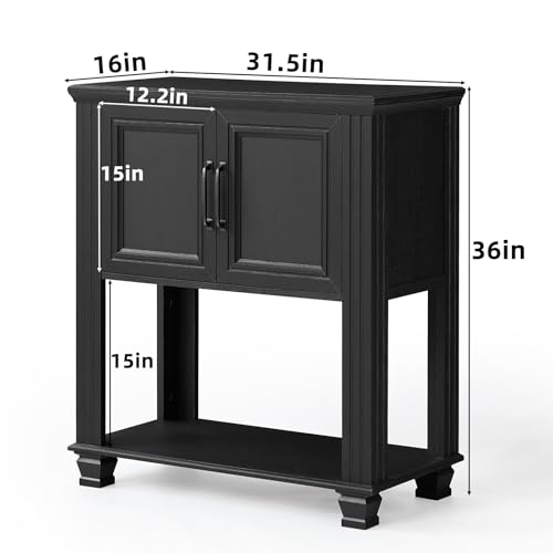 Farmhouse Coffee Bar Cabinet with Open Shelf
