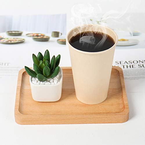 12 oz Disposable Light Brown Paper Coffee Cups Bamboo Fiber 100 Pack (100 Count)