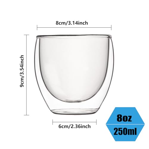 8oz Glass Coffee Mugs Set of 2