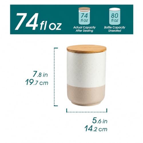 Sabine Large Ceramic Canister Set with Airtight Wood Lids (2 Count)