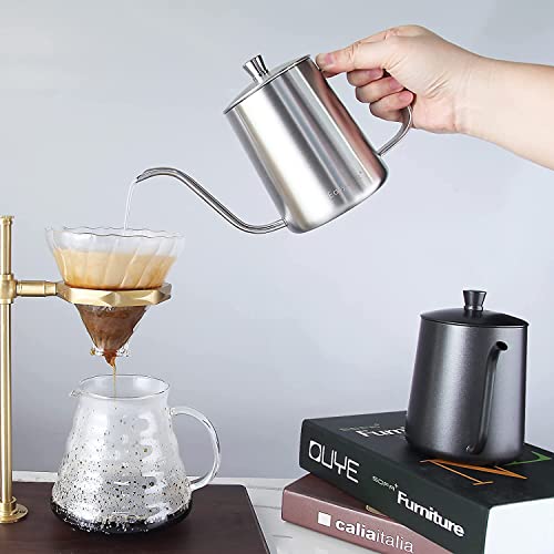 Gage Gooseneck Pour Over Coffee Kettle 20 oz Stainless Steel Hand Drip Long Narrow Spout