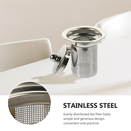 Stainless Steel Tea Strainer with Lid Large Loose Leaf Tea Infuser Replacement for Teapots Cups and Pitchers Easy to Clean Mesh Filter 4X3.3 Inch
