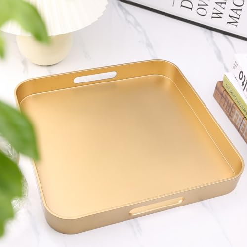 Gold Square Decorative Tray with Handles
