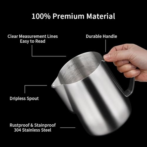 Milk Frothing Pitcher 20oz Stainless Steel Latte Art Milk Jug