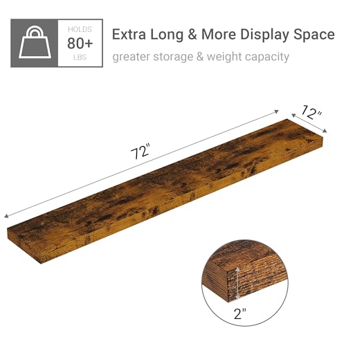 Deep Floating Shelves 72x12” Set of 1