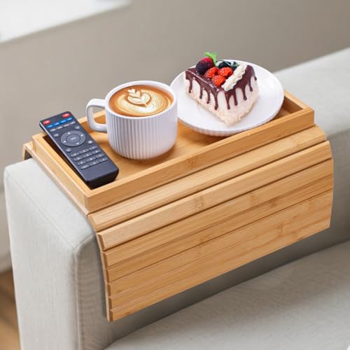 Bamboo Sofa Arm Tray Foldable Couch Arm Tray Anti