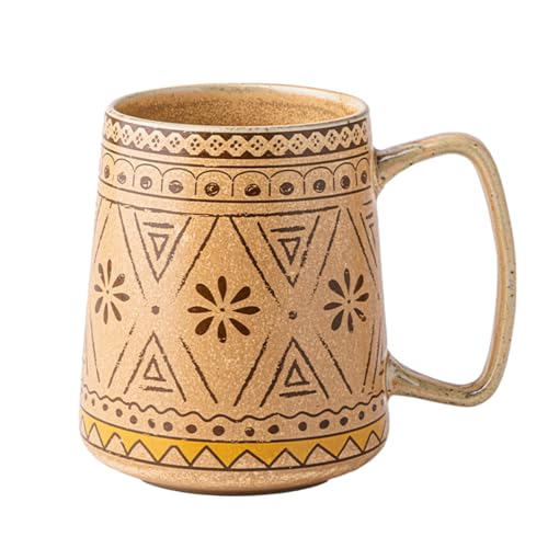 24oz Extra Large Ceramic Coffee Mug Vintage Boho Tea Cup with Handle