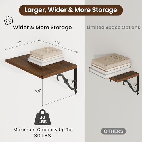 12 Inch Deep Floating Shelves for Wall (2 Count)
