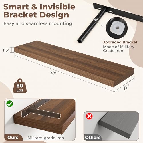 12 Inch Deep Floating Shelves (2 Count)