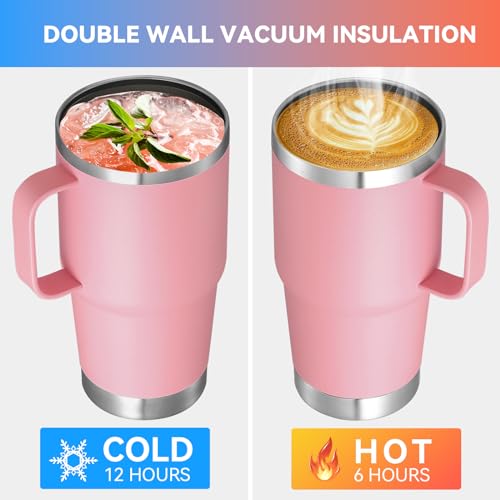 20 oz Tumbler with Handle Insulated Travel Mugs Set of 6 (6 Count)
