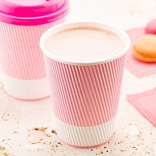 Ripple Wall Coffee Cups 25 Count 12 Ounce Insulated Light Pink Paper Cups