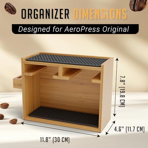 Organizer Stand for AeroPress Bamboo Coffee Caddy Original Black