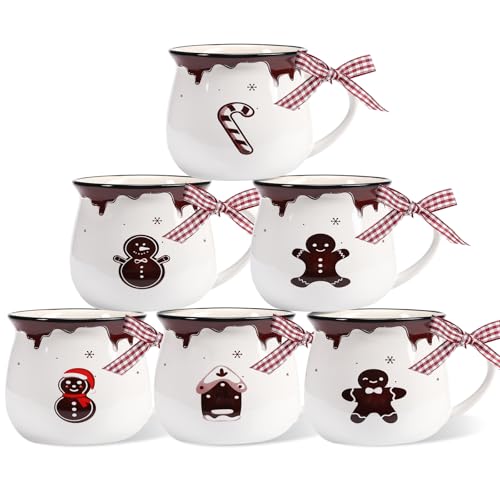 6 Set Christmas Coffee Mug Ceramic 12oz Hot Cocoa Cup (6 Count)