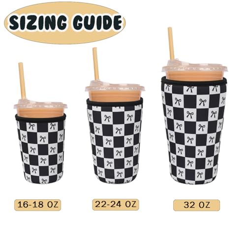 Reusable Insulated Neoprene Iced Coffee Cup Sleeve (3 Count)