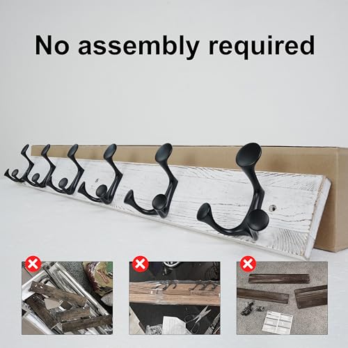 36 Inch Wood Coat Rack Wall Mount with 6 Triple Hooks (2 Count)