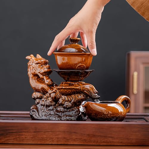 Ceramic Teapot with Infuser Semi Automatic Tea Set Magic Teapot with 8 cups Gradient Color