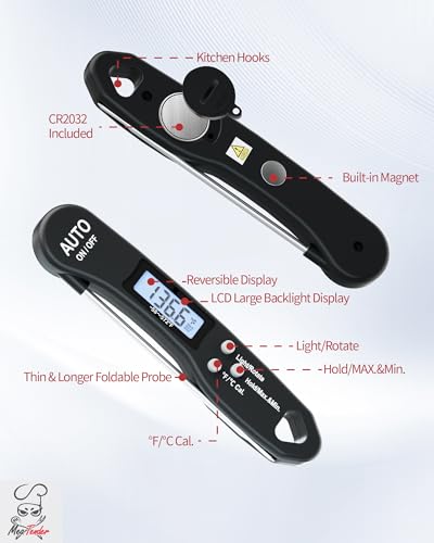 5 Pack Foldable Instant Read Digital Meat Thermometer