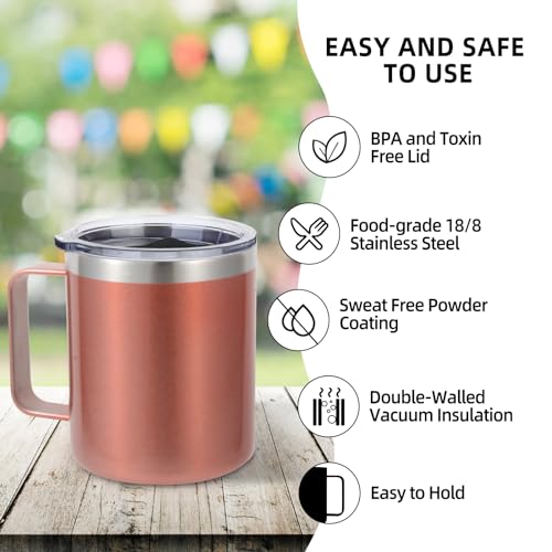 14oz Insulated Stainless Steel Coffee Mug with Lid Bulk 8 Pack (8 Count)