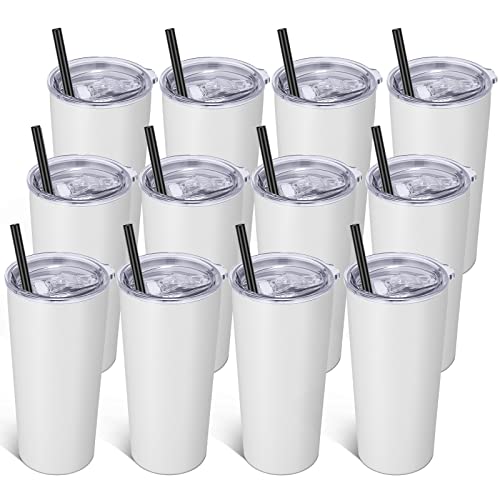 20oz Tumbler Bulk with Lid and Straw 12 Pack (12 Count)