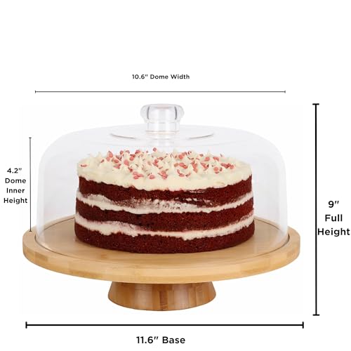 6 in 1 Large Bamboo Wood Cake Stand with Lid