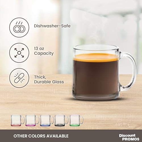 Clear Glass Coffee Mugs 13 oz. Set of 10 (10 Count)