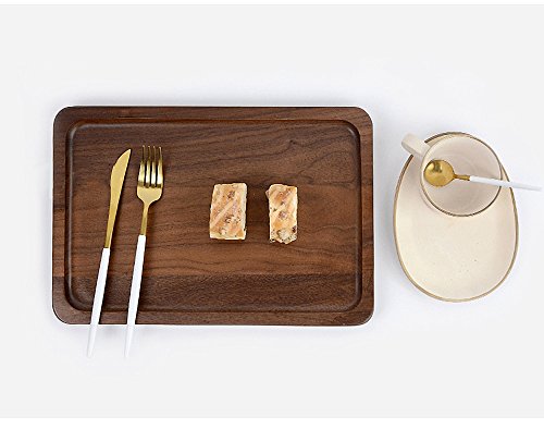 Rustic Walnut Wooden Tray Solid Wood Serving Tray Square Rectangle Platter Tea Tray Coffee Table Tray