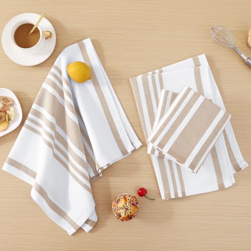 Premium Cotton Stripe Kitchen Towels 8 Pack (8 Count)