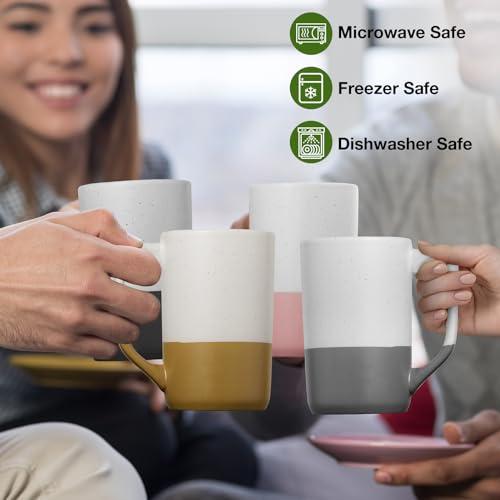 Large Ceramic Coffee Mug Set of 4 (4 Count)