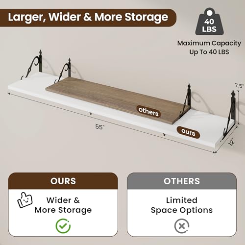 12 Inch Deep Floating Shelves for Wall (2 Count)